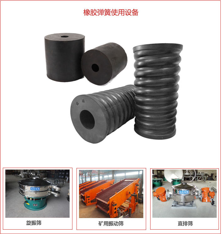 橡膠彈簧適用設備：旋振篩，礦用振動篩，直排篩等