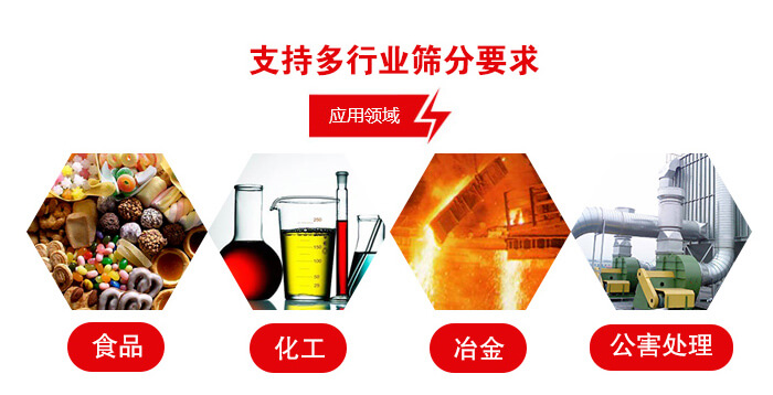 旋振篩適用的行業：食品行業，化工行業，冶金行業，公害處理等。